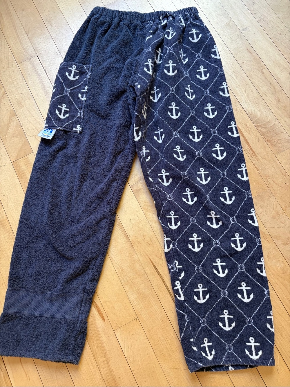 Navy Anchor Paradise Kids Unisex Towel Pants - Size S